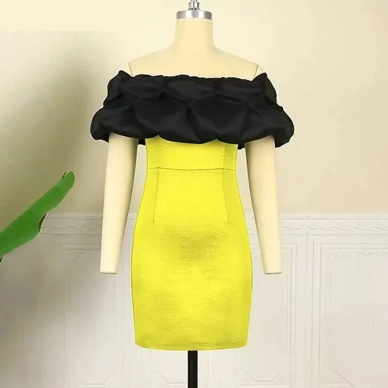 Women's Summer Puff Off-Shoulder Partywear Mini Bodycon Dress