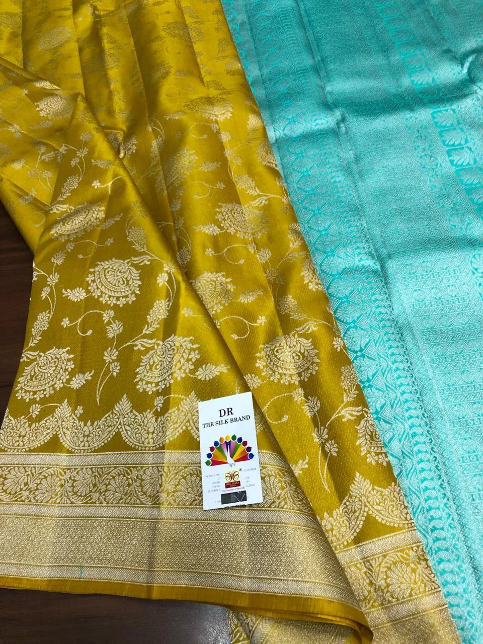 YELLOW AND FIROZI BLUE SHADE BRIDAL SPECIAL PRESENTING A PURE KANCHI HANDLOOM PATTU SILK SAREES WITH BROCADE ZARI WEAVINGS-PRIYA