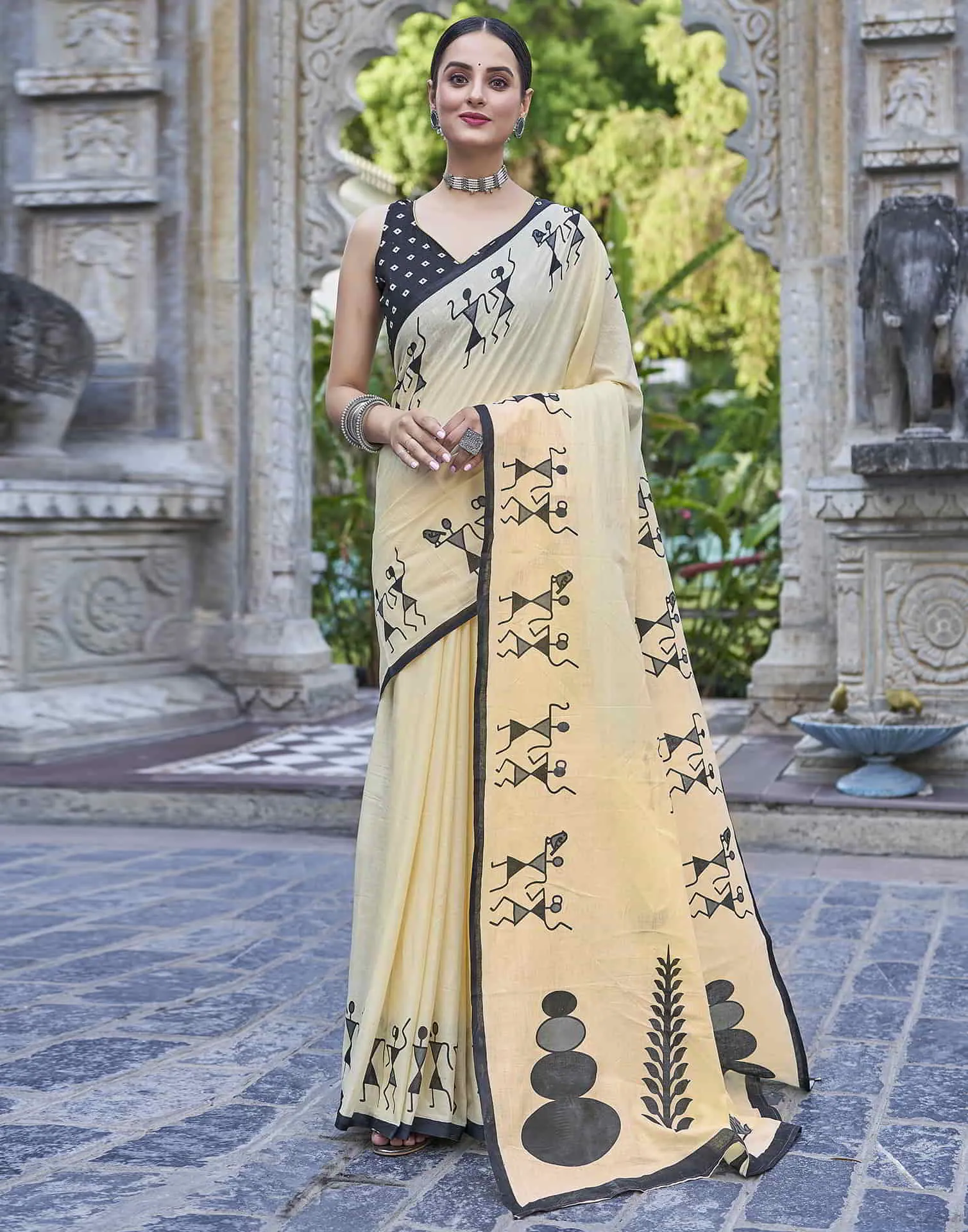 Yellow Printed Cotton Saree